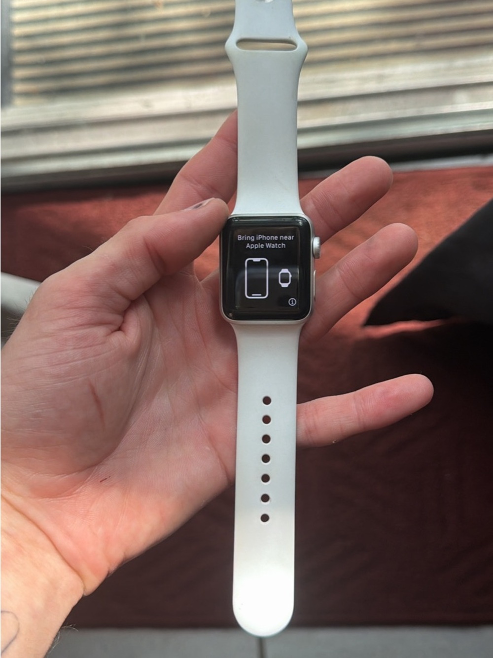 Apple Watch Silver Case with White Sport Band